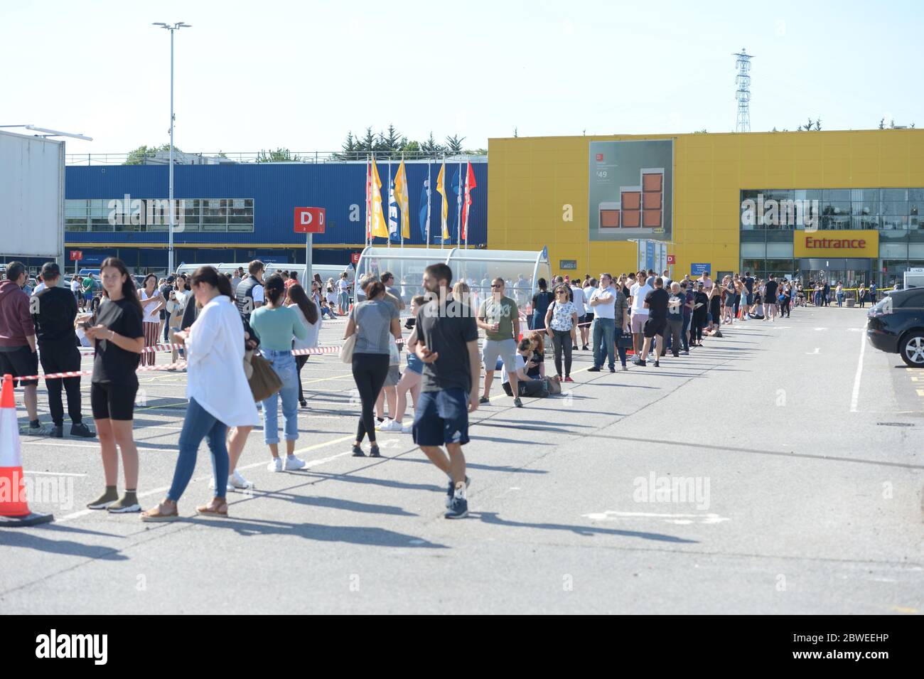 People queuing at the Ikea store in Lakeside, Thurrock, Essex, which has  reopened as part of a wider easing of lockdown restrictions in England  Stock Photo - Alamy
