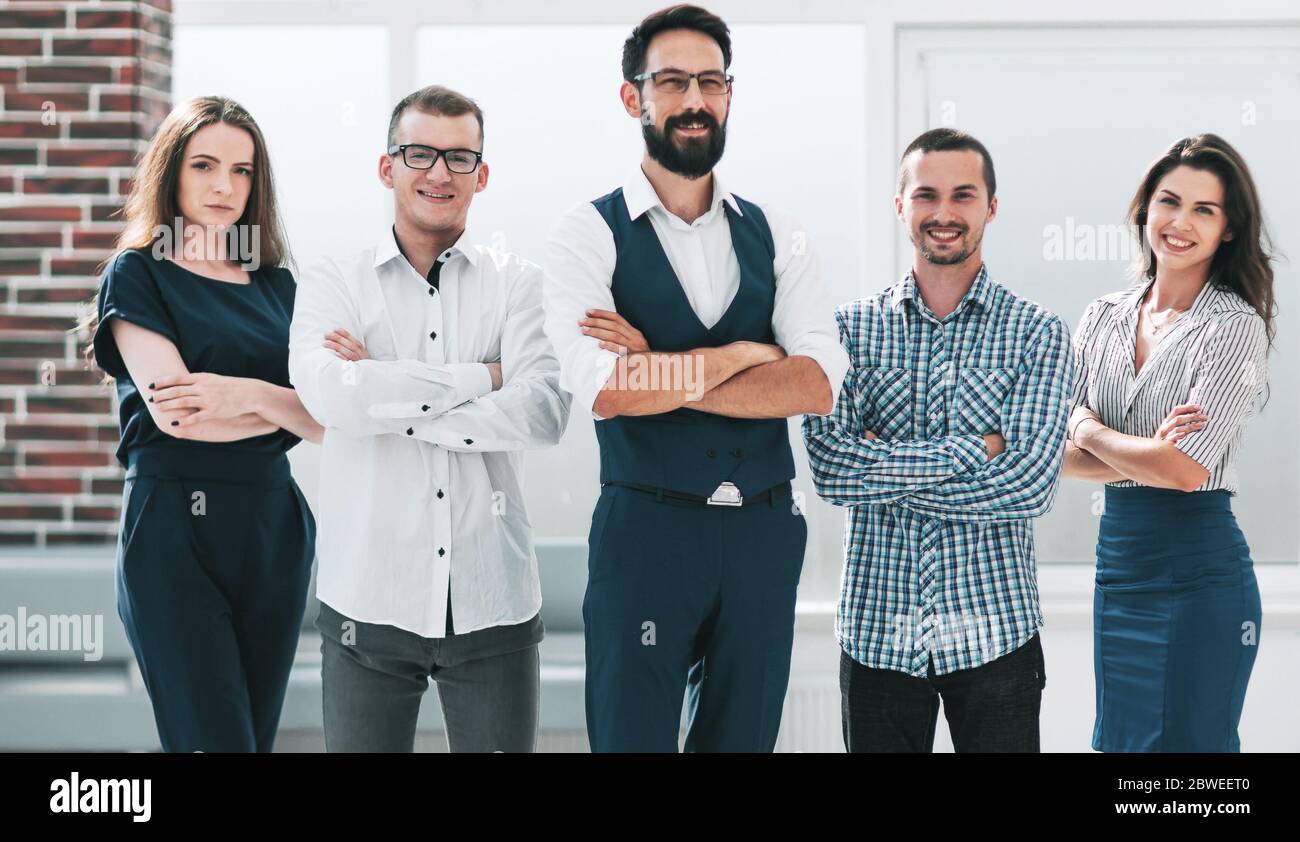 professional business team standing in spacious office Stock Photo
