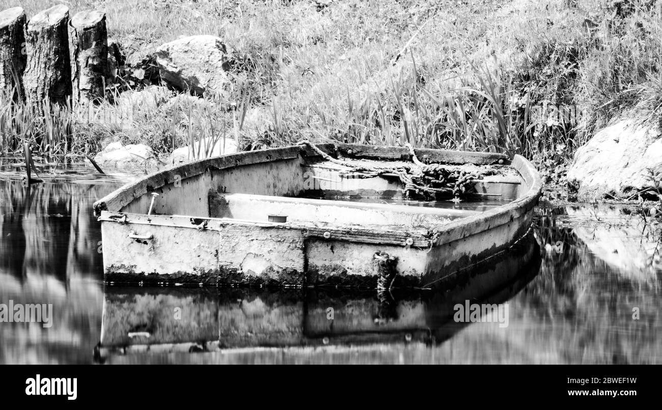 Old river boat Black and White Stock Photos & Images - Alamy