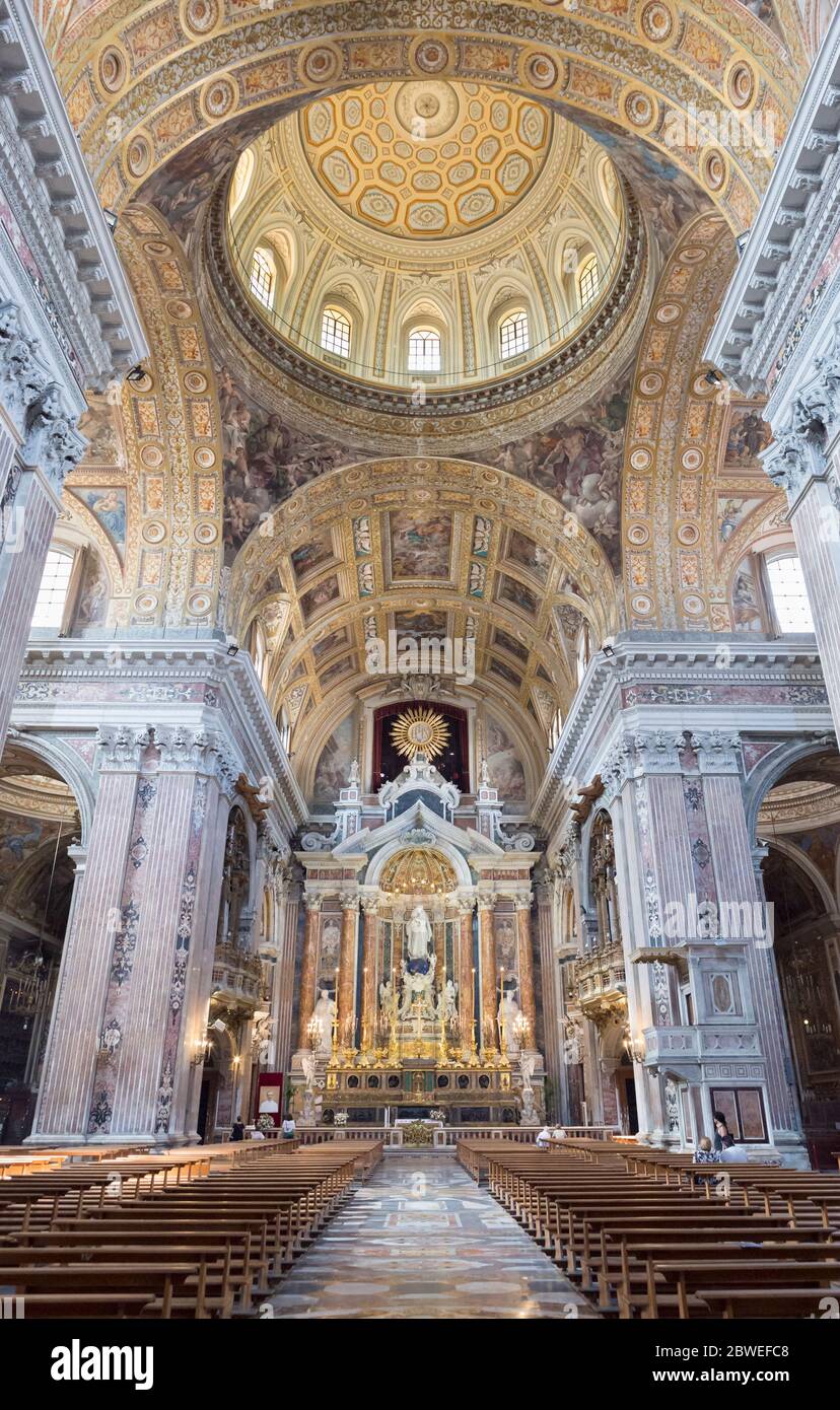 Interior of the church of Gesù Nuovo, Naples, Italy Stock Photo