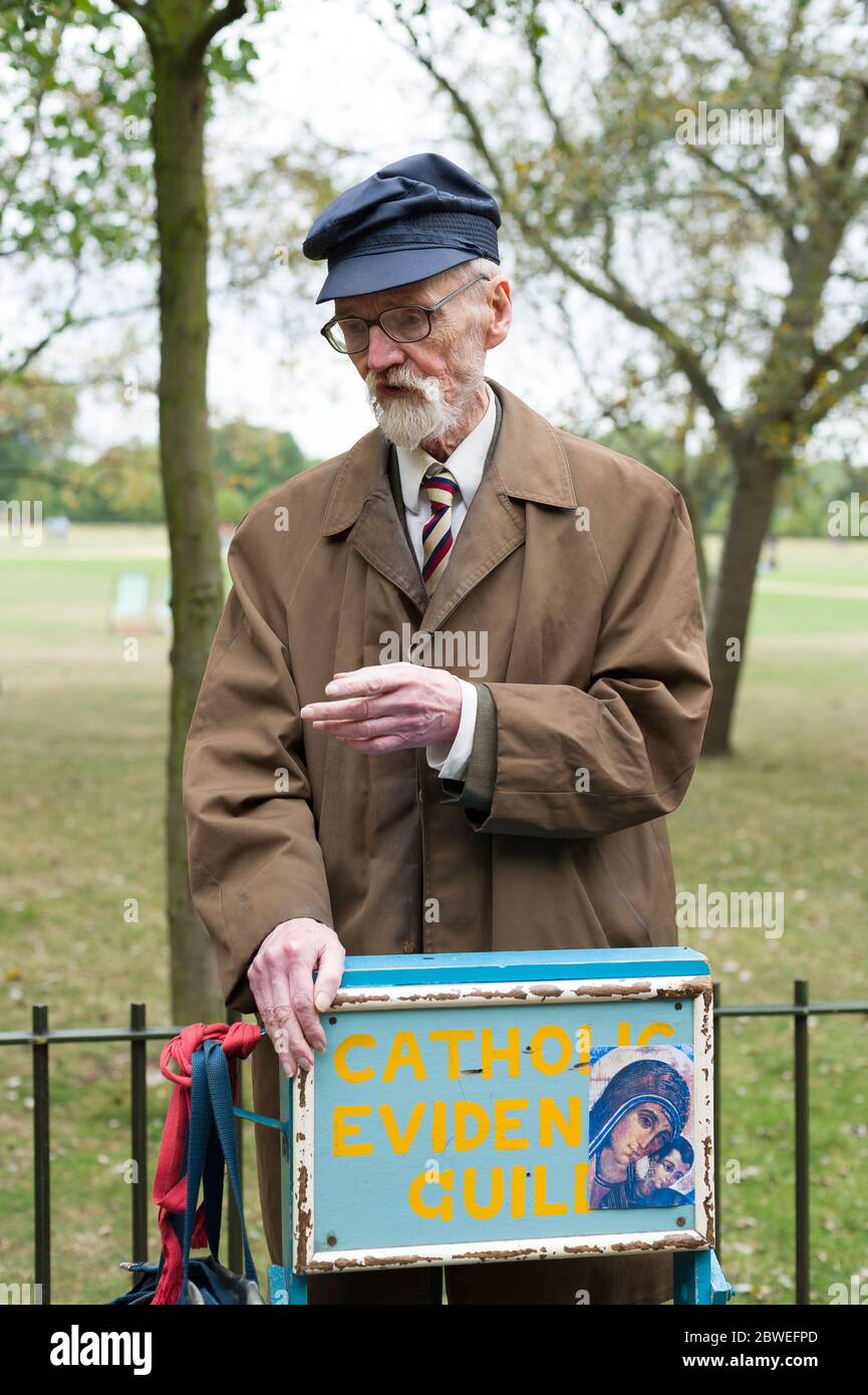 A christian preaching at Speakers' Corner which is situated near Marble