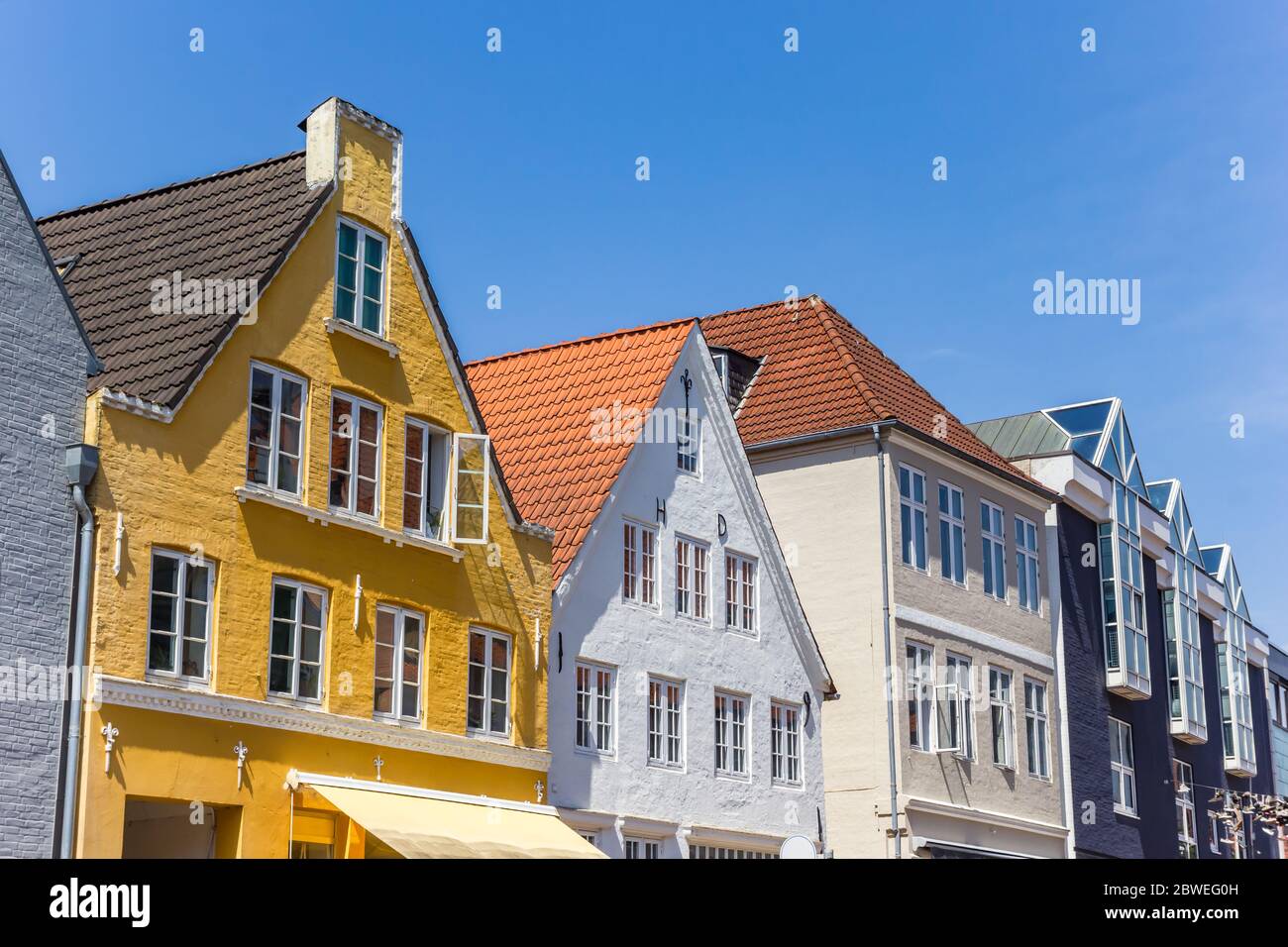 Colorful facades of houses in Flensburg, Germany Stock Photo Alamy
