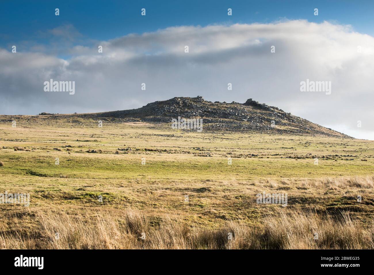 Rough Tor on Bodmin Moor in Cornwall. Stock Photo