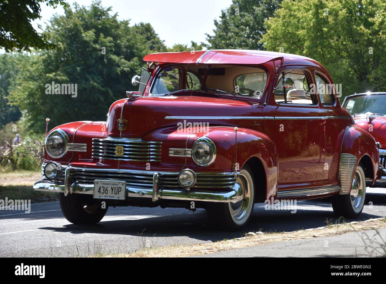 A Classic red vintage car 1946-1947 Nash parked up at The Downs in Clifton Bristol Stock Photo