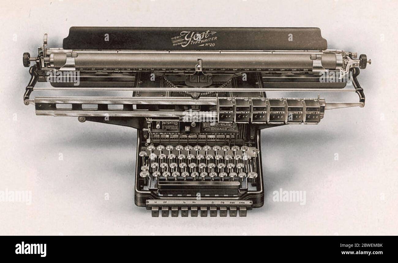 GEORGE WASHINGTON YOST (1861-1919) founder of the Yost Typewriter company in Chicago.  Model No 20 produced about 1912. Stock Photo