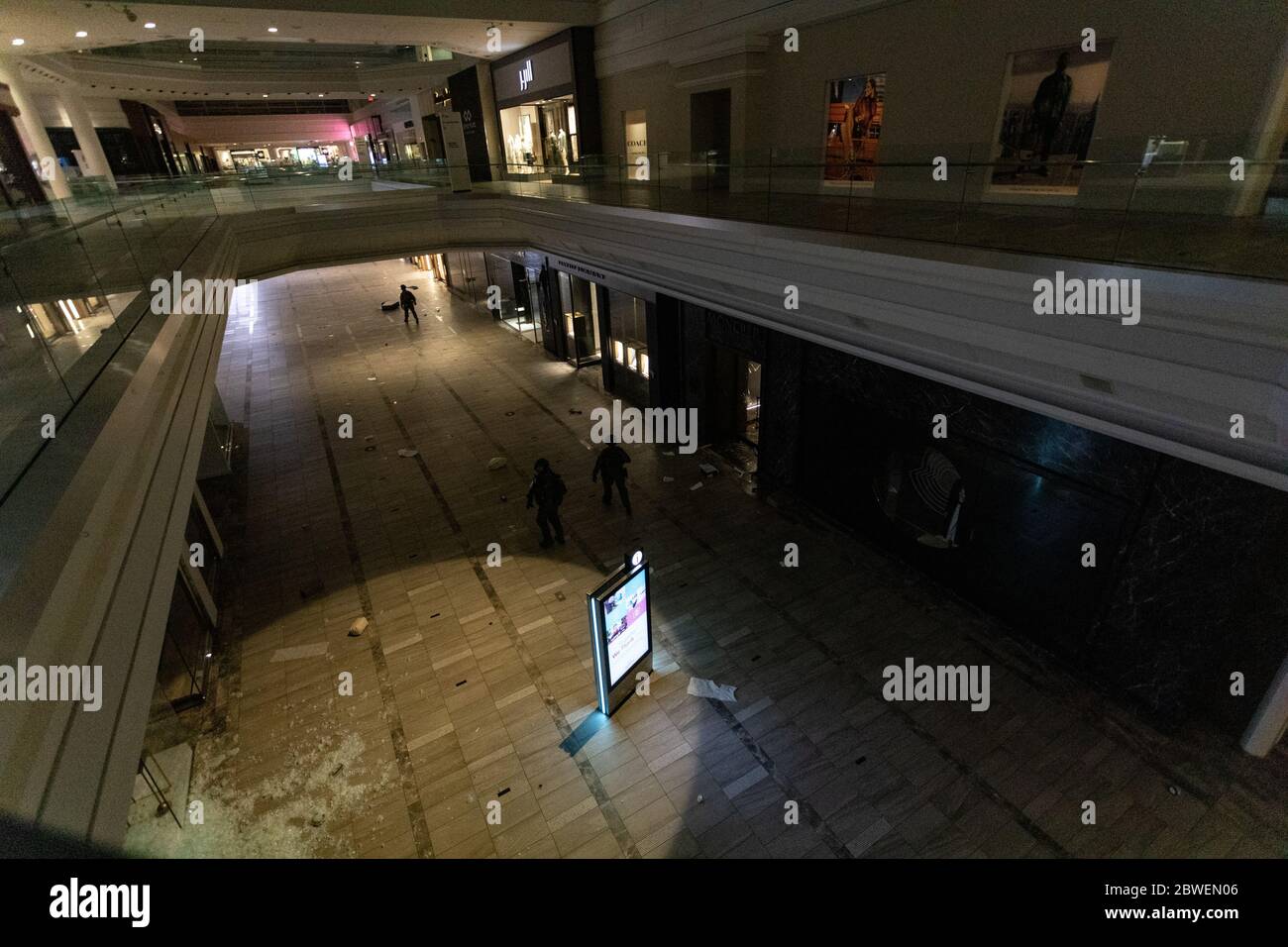 May 31, 2020, Boston, Massachusetts, USA: Looted Louis Vuitton store front  inside Copley Place in Boston. Many stores in downtown Boston were looted  following a rally against the death of George in
