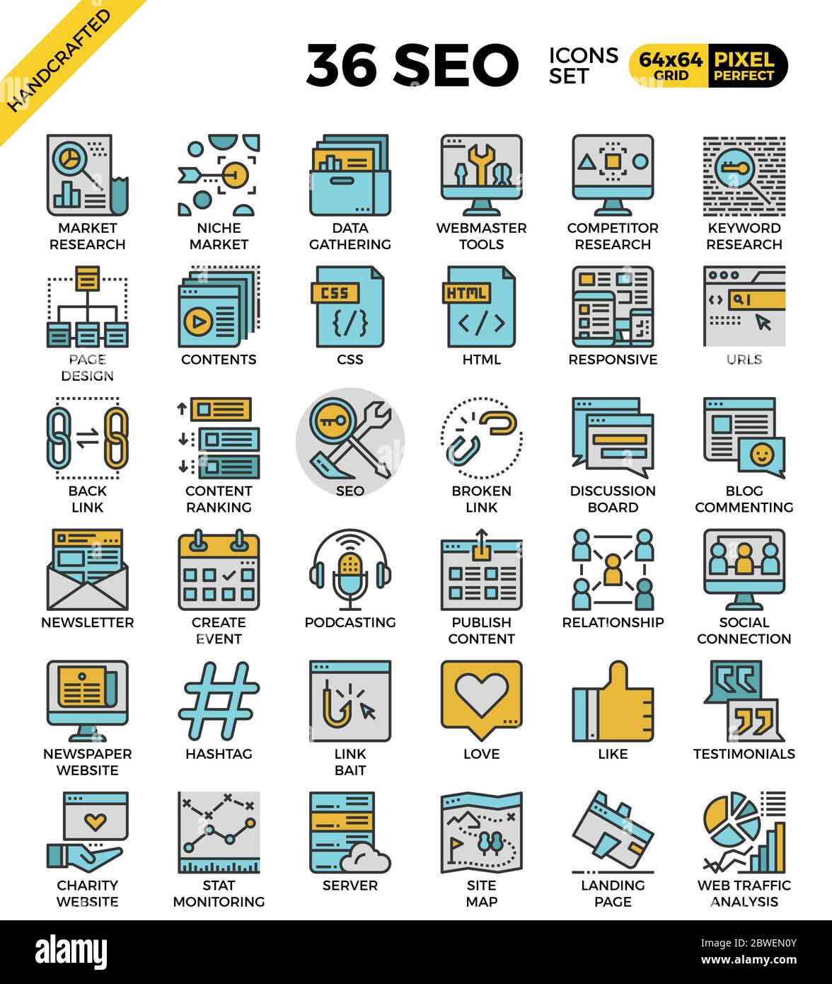 SEO - search engine optimization, outline icons concept in modern style ...