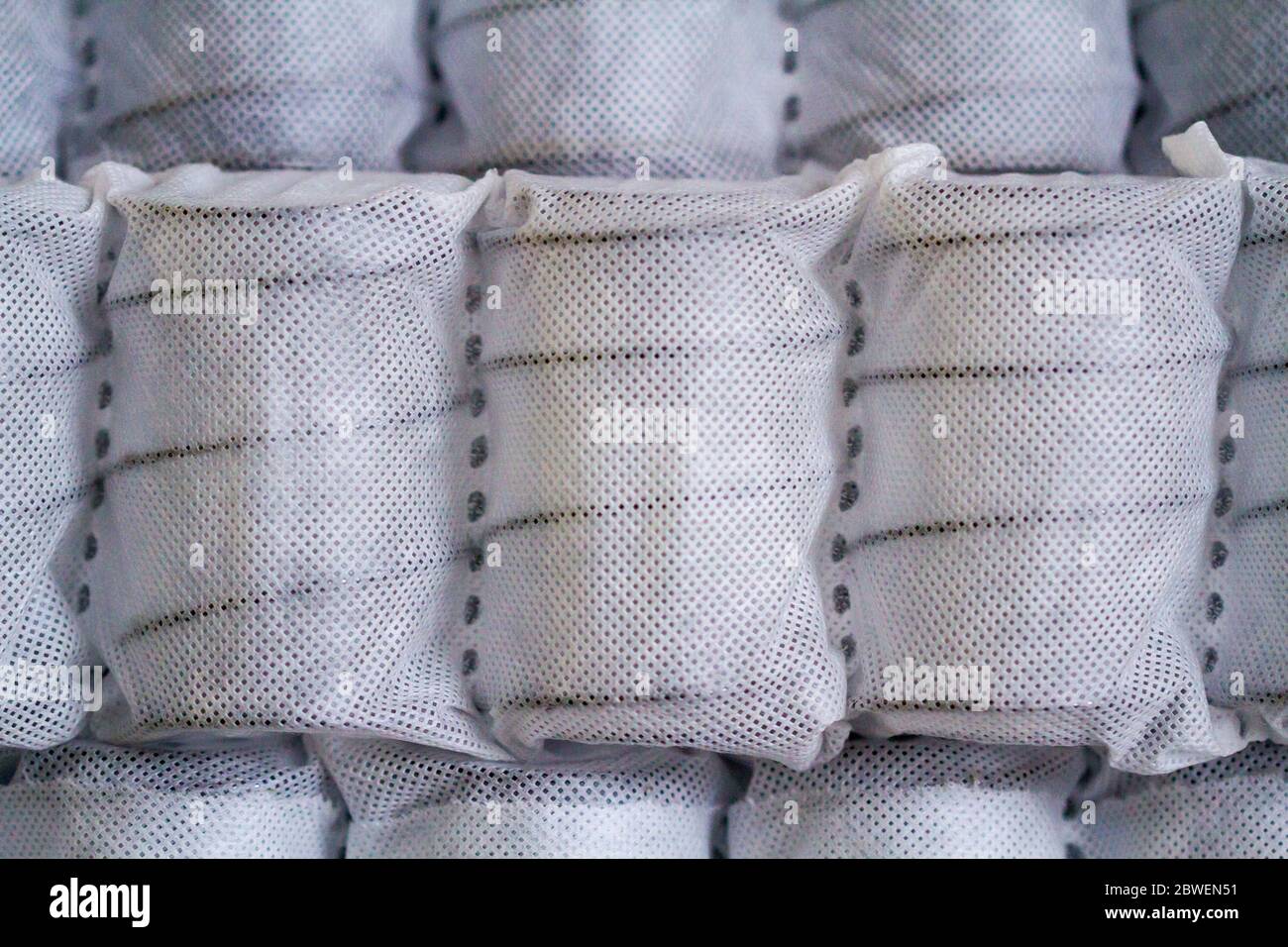Independent mattress springs in spunbond. Pocket springs Stock Photo