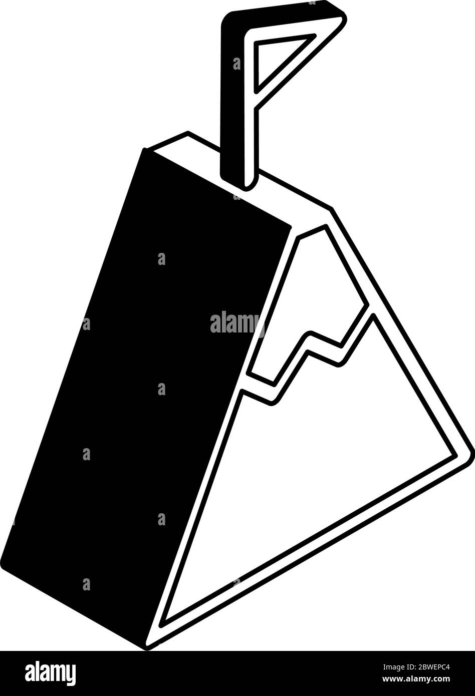 Mountain with racing flag isometric line style icon vector design Stock Vector