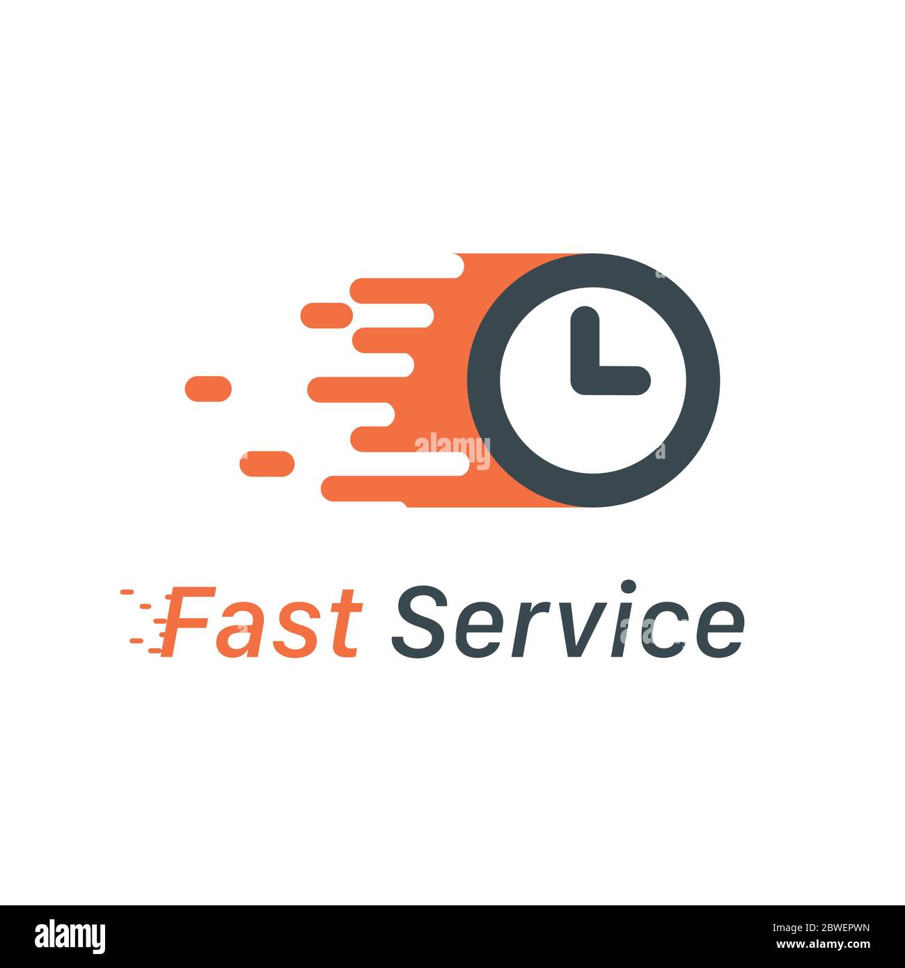 Fast service motion clock logo, fast delivery, express service concept