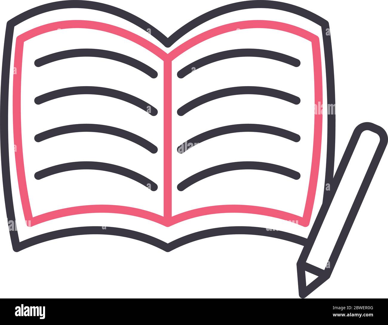 Open book with pencil line style icon vector design Stock Vector Image ...