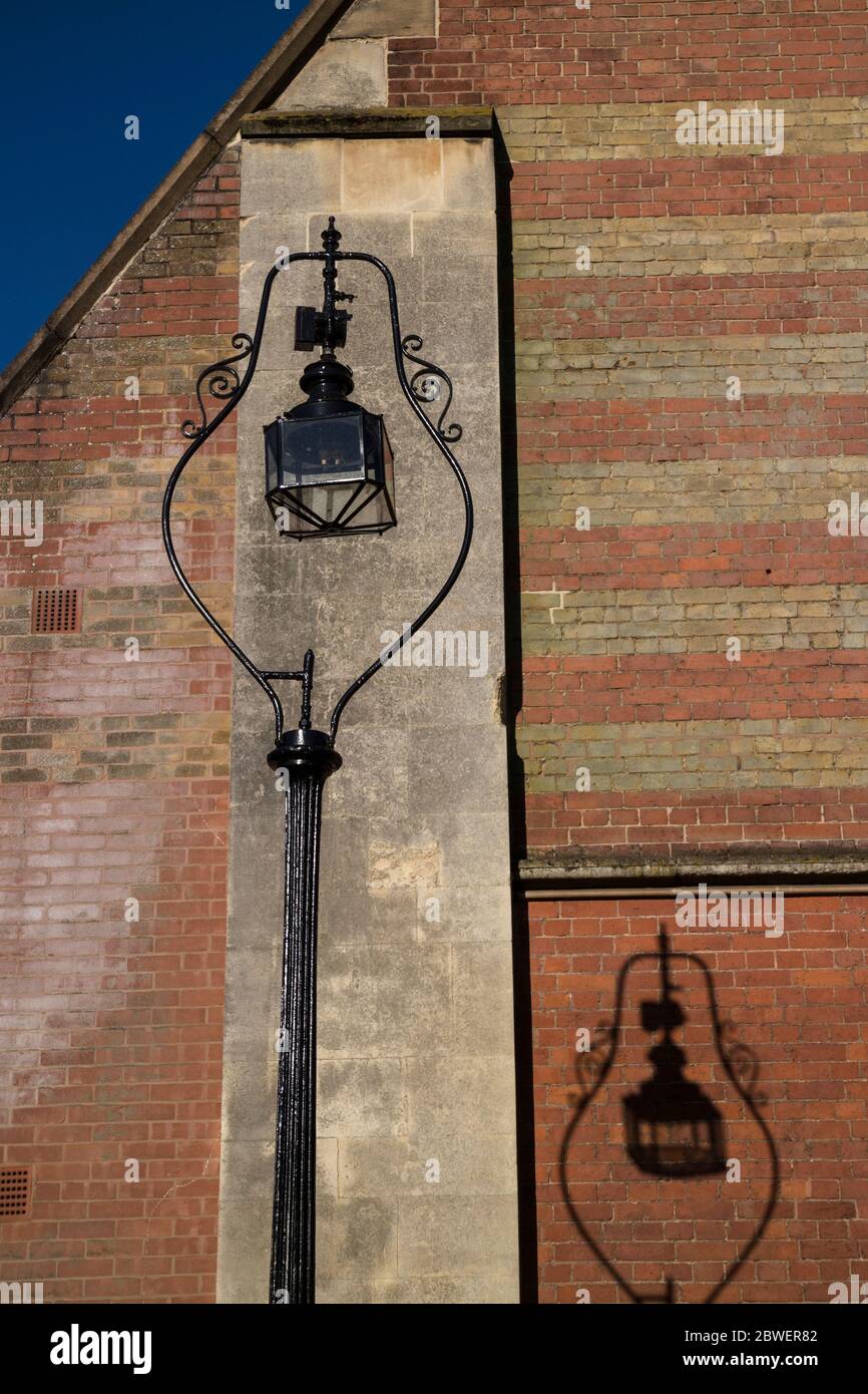 An old street lamp by Northgate Methodist Church, Warwick, Warwickshire, England, UK Stock Photo