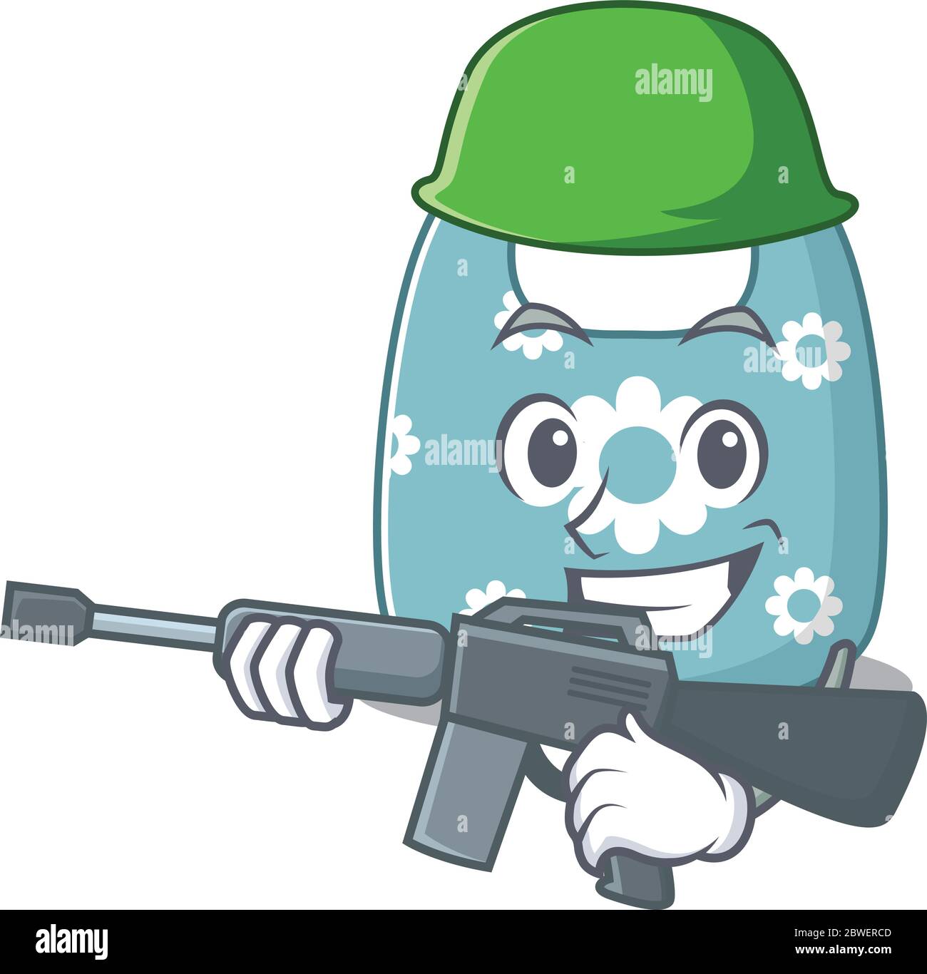 A cartoon picture of Army baby apron holding machine gun Stock Vector ...
