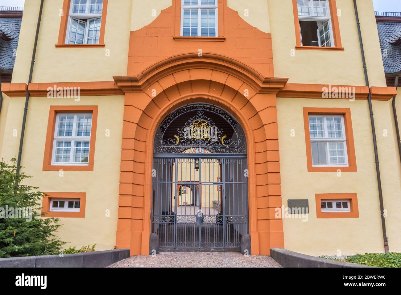 Entrance gate of the historic castle in Hachenburg, Germany Stock Photo