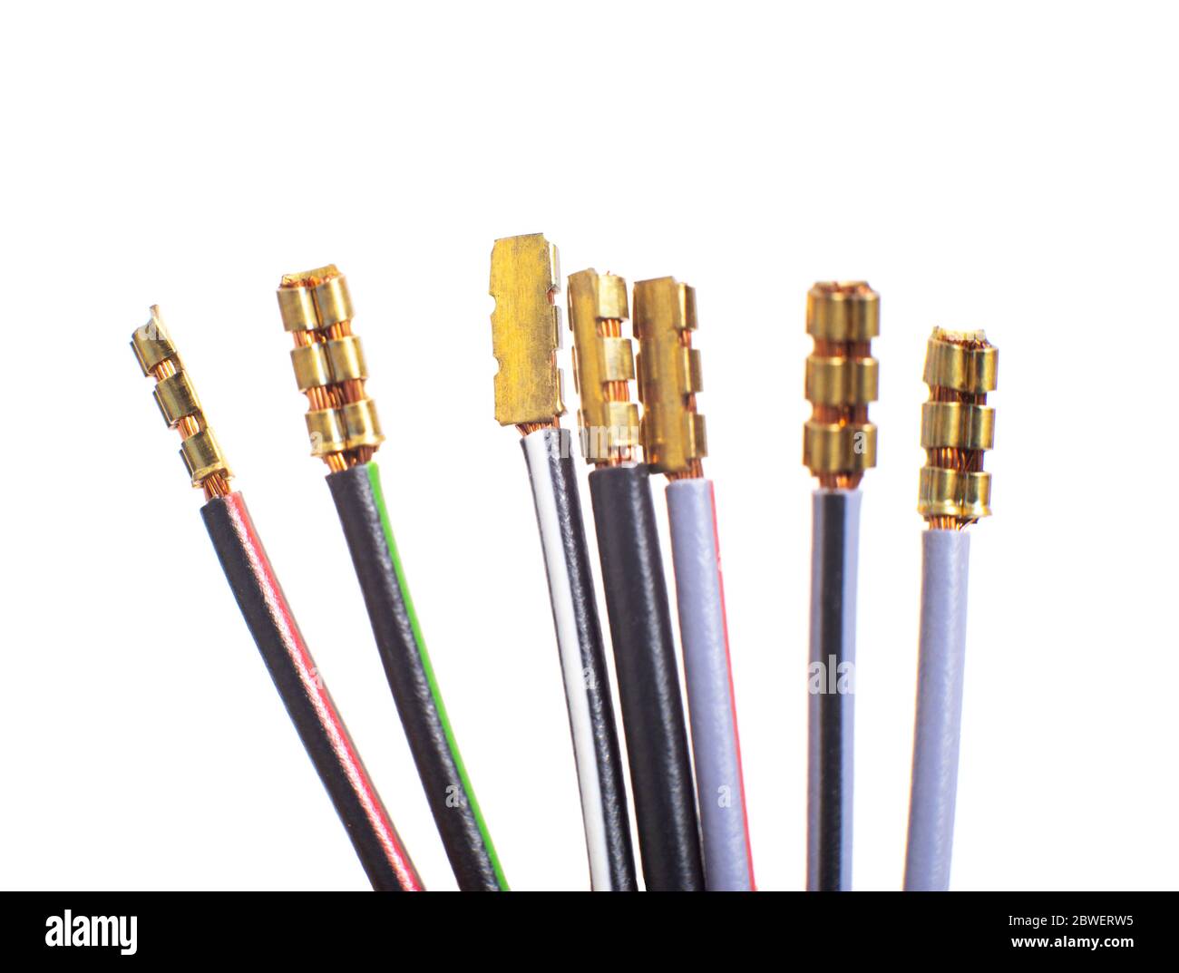 car electrical, multi-colored wires for pinout on a white background, isolate Stock Photo