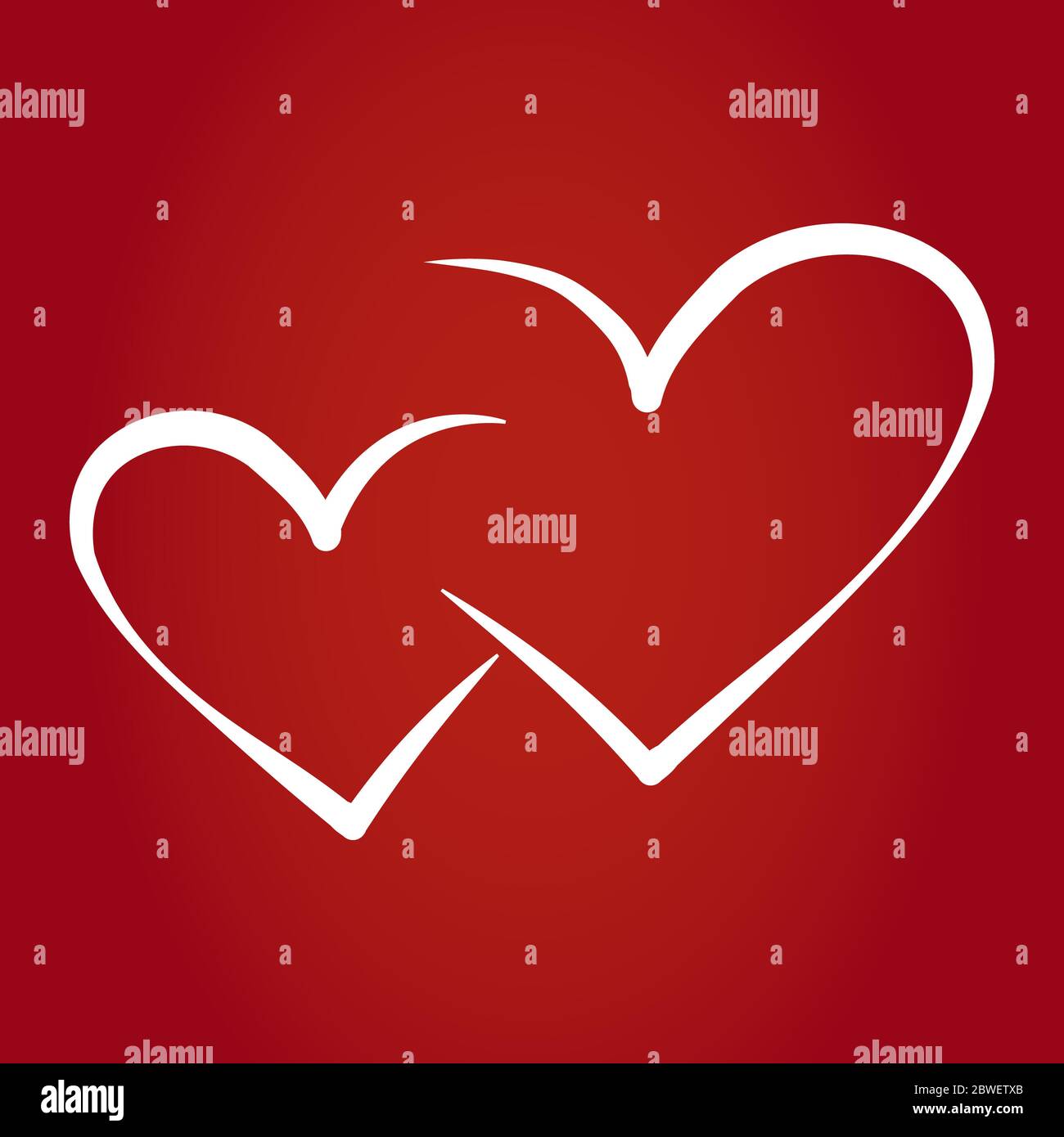 Vector heart shape isolated on a red background Stock Photo - Alamy