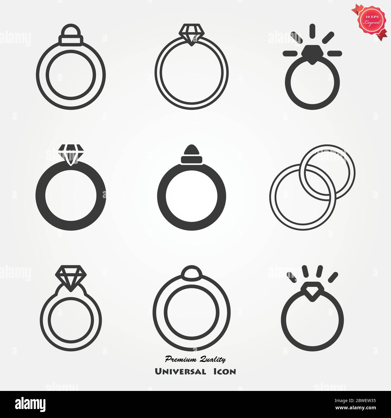 Ring icon, engagement and wedding ring. Vector illustration Stock ...