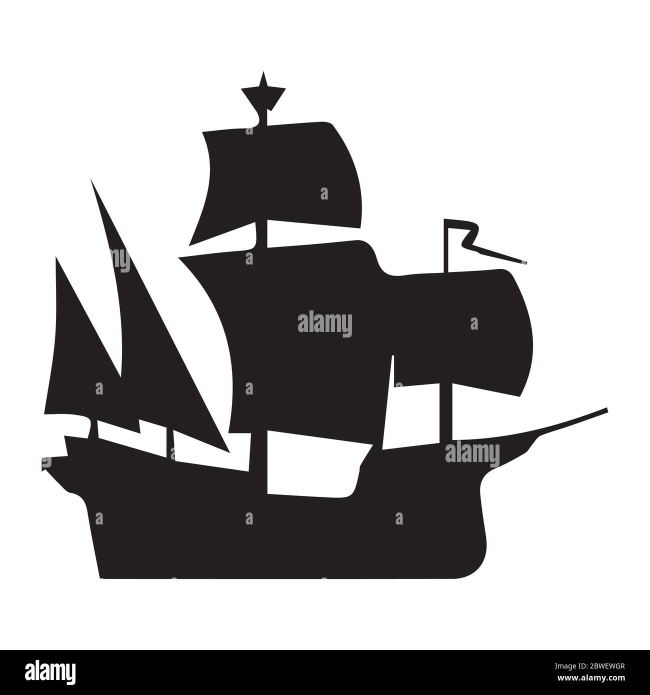 Sail Ship. Black and white pictogram Icon of a sail ship. EPS Vector Stock Vector