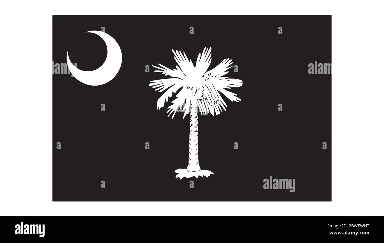 South Carolina SC State Flag. United States of America. Black and white EPS Vector File. Stock Vector