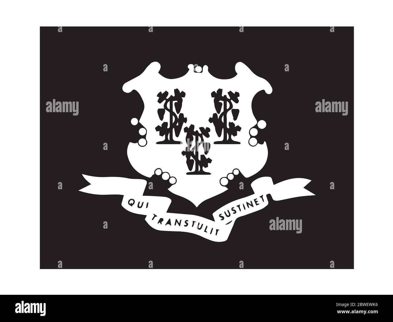 Connecticut CT State Flag. United States of America. Black and white EPS Vector File. Stock Vector