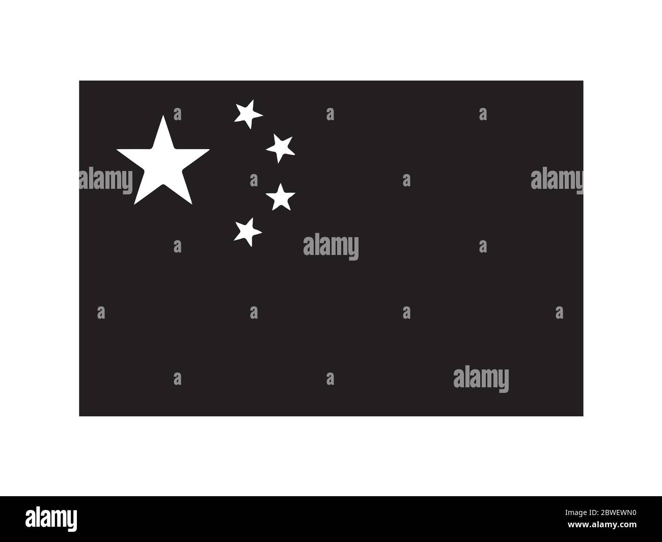 China Flag Black and White. Country National Emblem Banner. Monochrome Grayscale EPS Vector File. Stock Vector