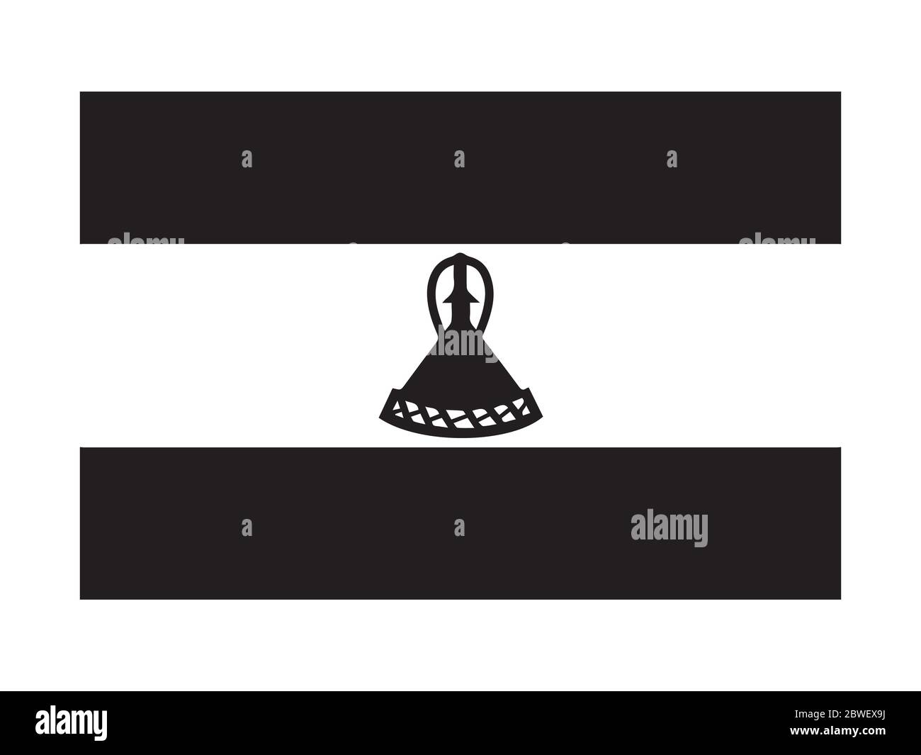 Lesotho Flag Black and White. Country National Emblem Banner. Monochrome Grayscale EPS Vector File. Stock Vector