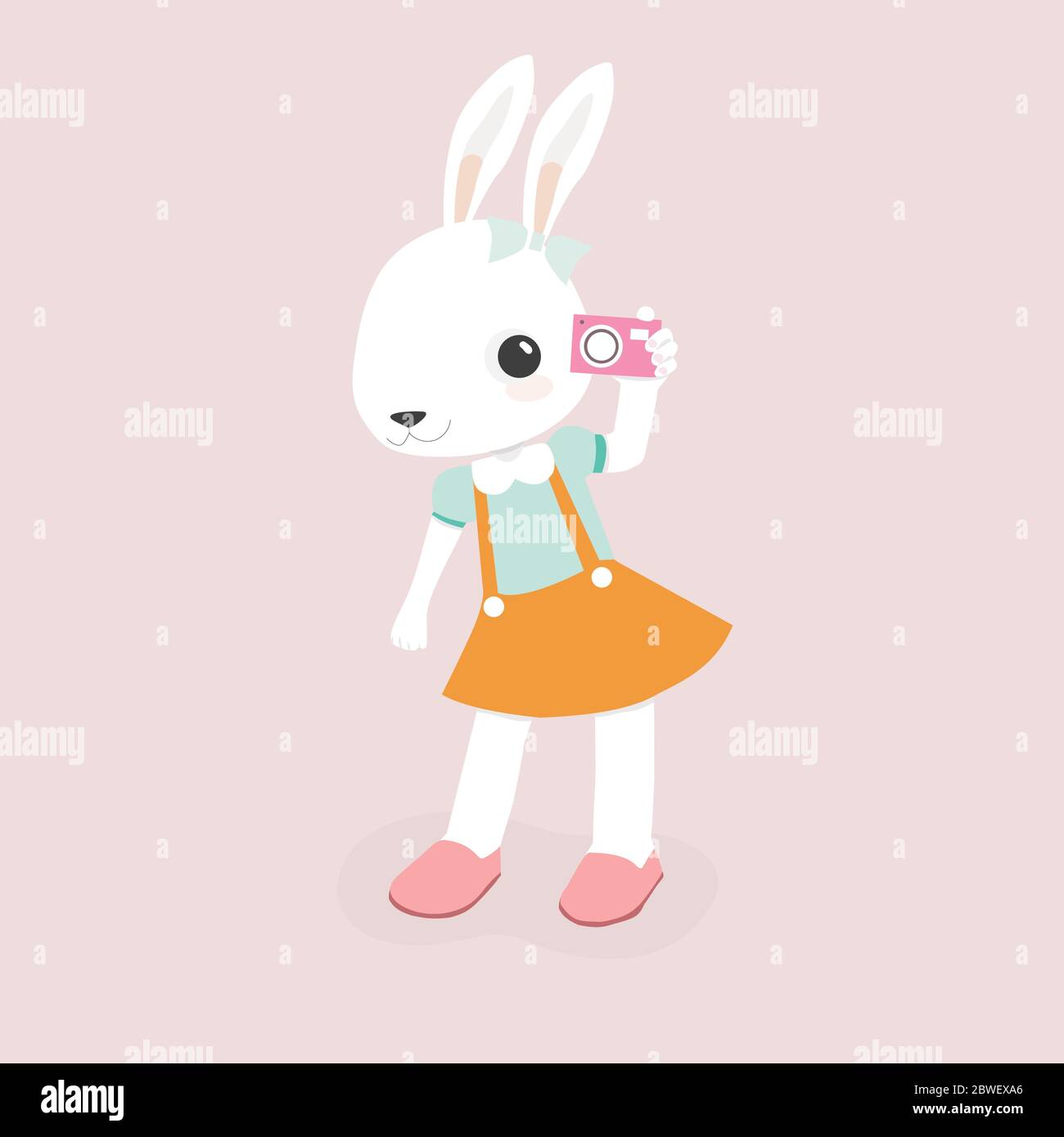Happy rabbit cartoon character cheerful mammal holiday art Stock Vector ...