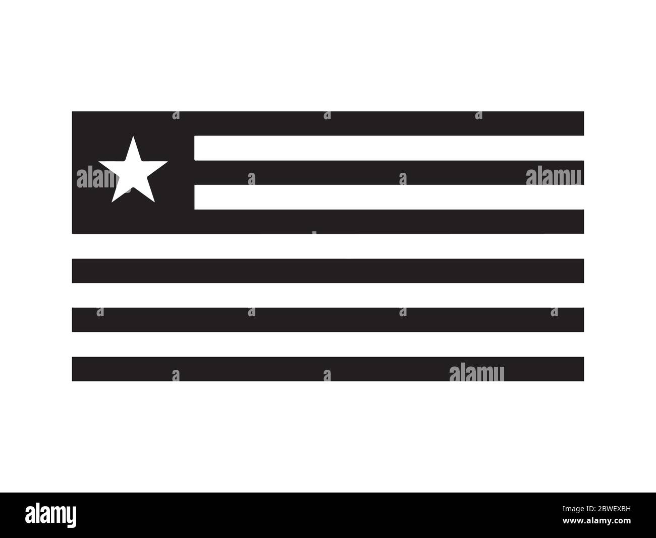 Liberia Flag Black and White. Country National Emblem Banner. Monochrome Grayscale EPS Vector File. Stock Vector