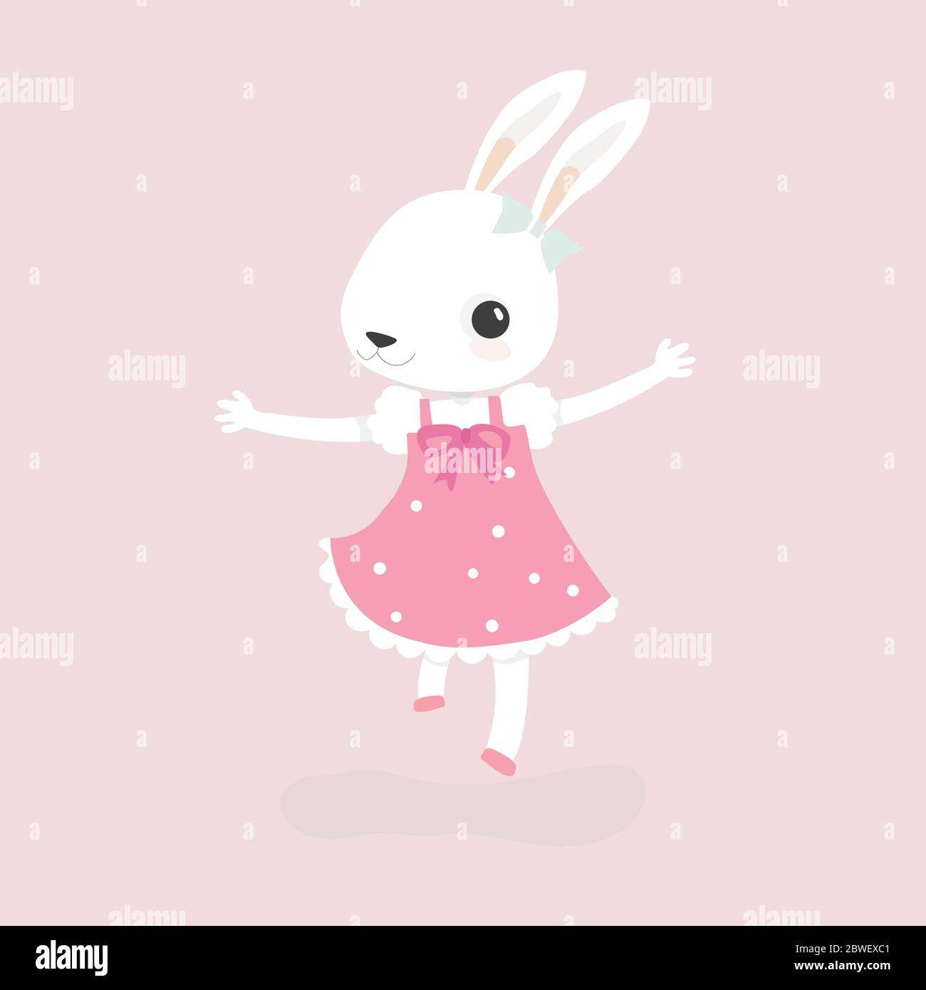 Happy rabbit cartoon character cheerful mammal holiday art Stock Vector ...