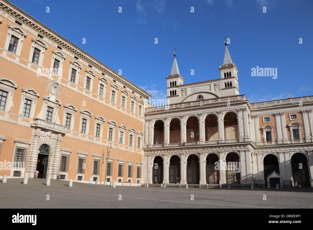 Church in square in Rome, San Giovanni Stock Photo