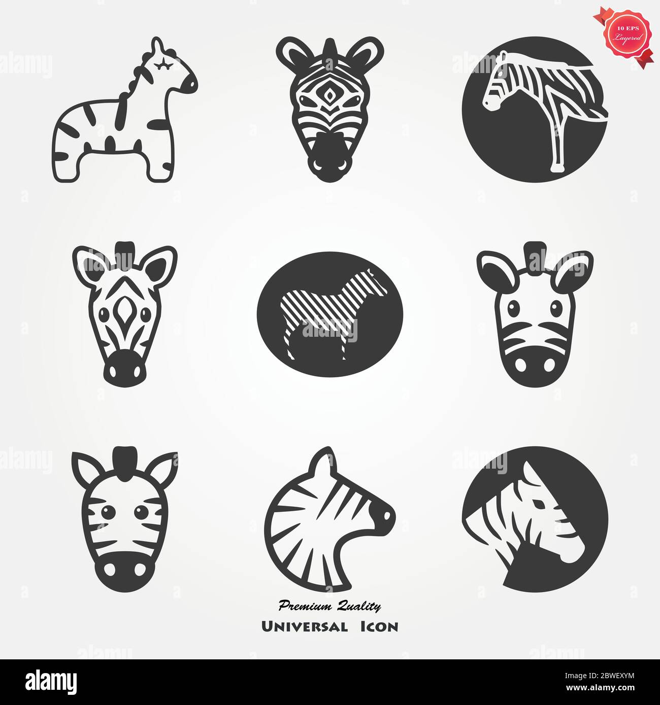 Zebra icon. Wild animals silhouettes - vector illustration Stock Vector