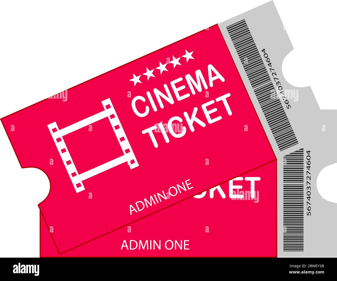Two cinema vector tickets isolated on white background. Realistic front ...