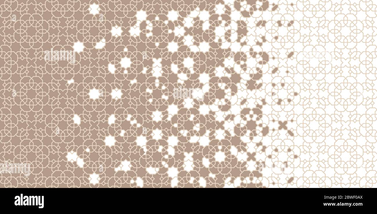 Arabian wallpaper, background, backdrop. Mosaic vector pattern. Geometric arabesque halftone arabian background with disintegration Stock Vector
