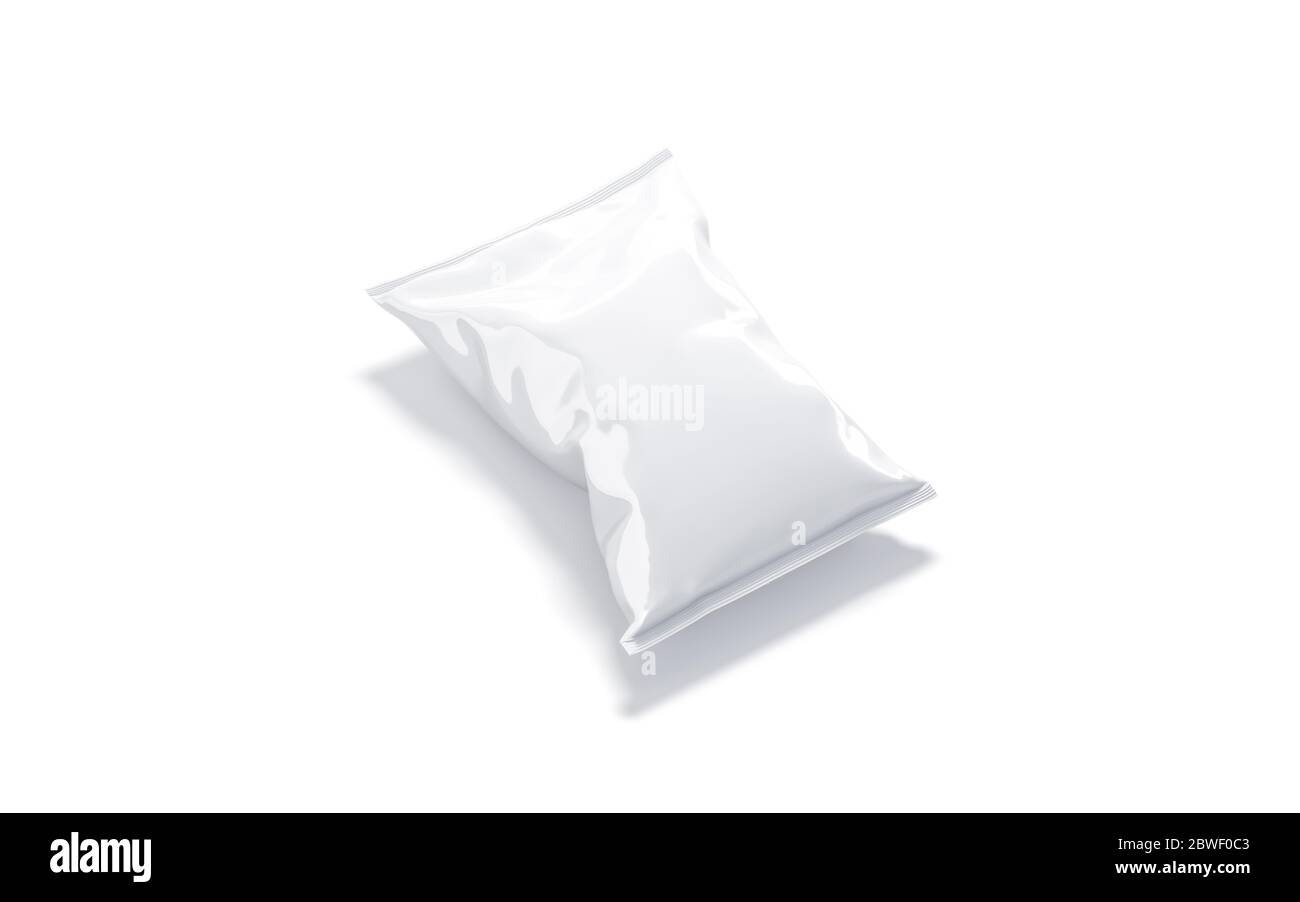 Blank white foil big chips pack mock up, side view Stock Photo