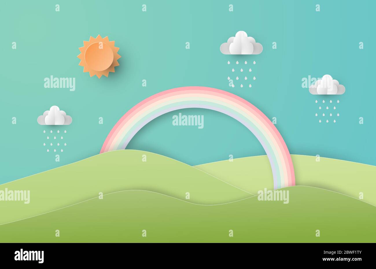 Rainbow nature landscape Stock Vector Images - Alamy