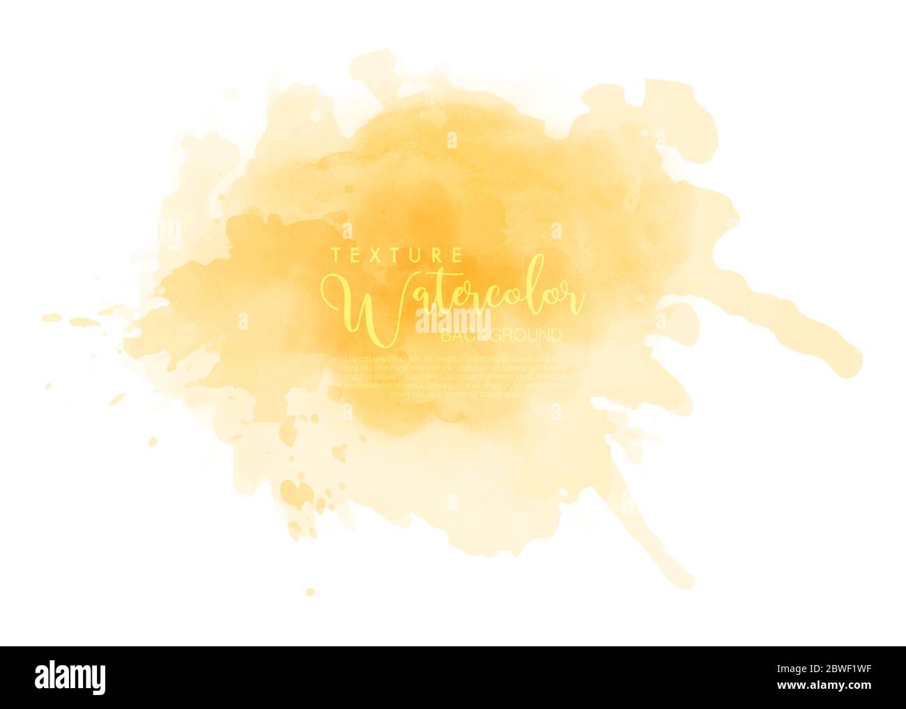 Abstract isolated yellow watercolor splash. Stain artistic vector used as being an element in the decorative design of invitation, cards, cover or ban Stock Vector