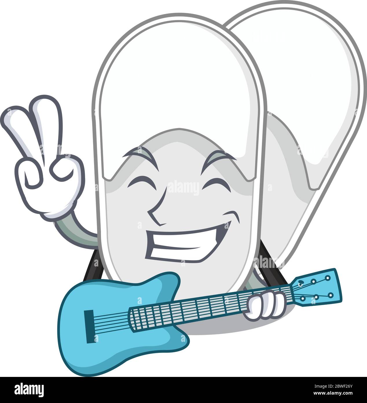 brilliant musician of hotel slippers cartoon design playing music with a guitar Stock Vector