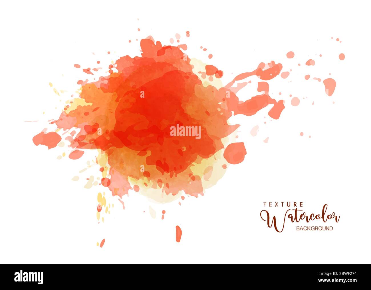 Abstract isolated orange bright watercolor drops splash. Grunge texture artistic vector used as being an element in the decorative design of invitatio Stock Vector