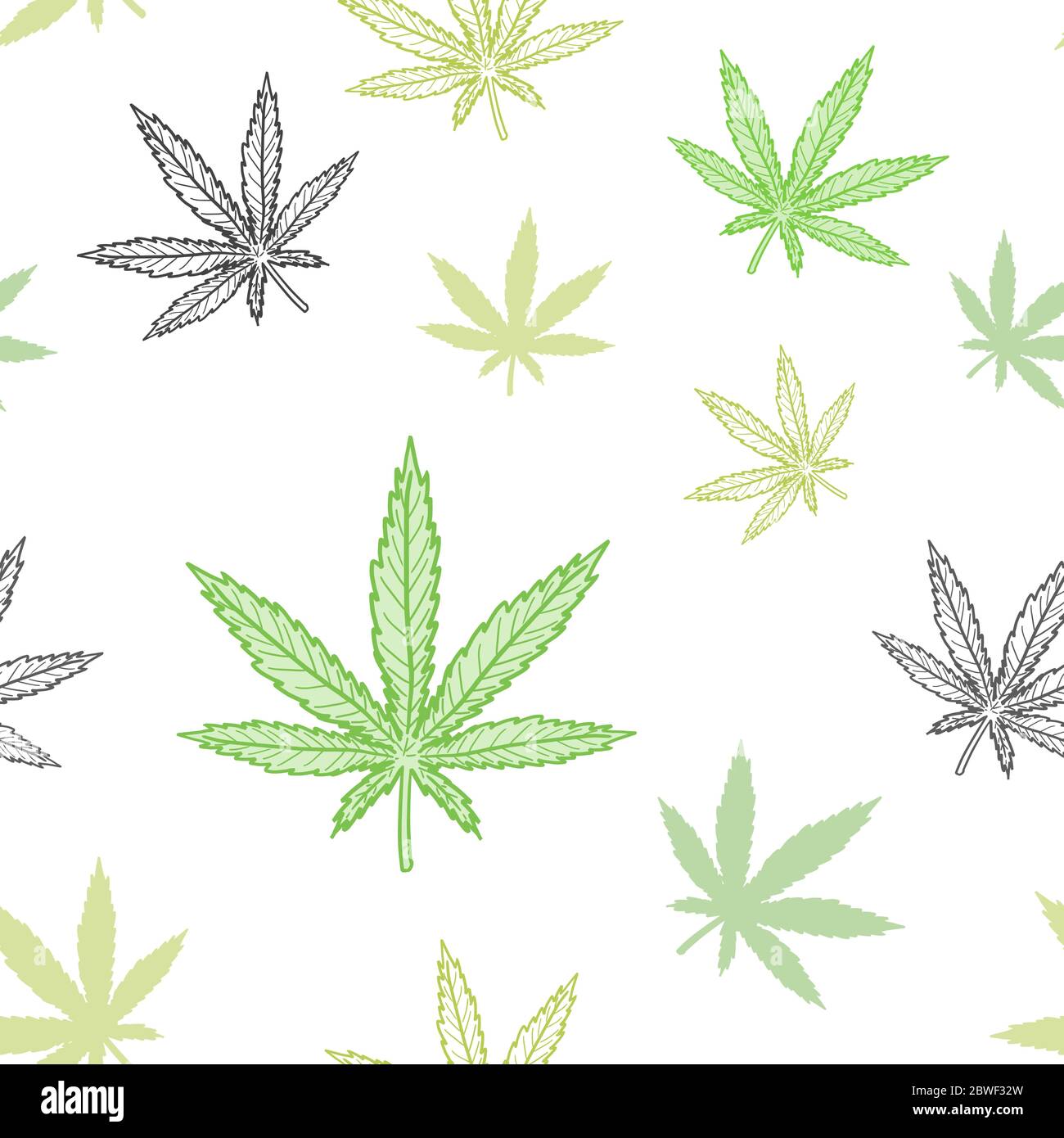 Cannabis seamless texture. Marijuana theme vector pattern. Stock Vector