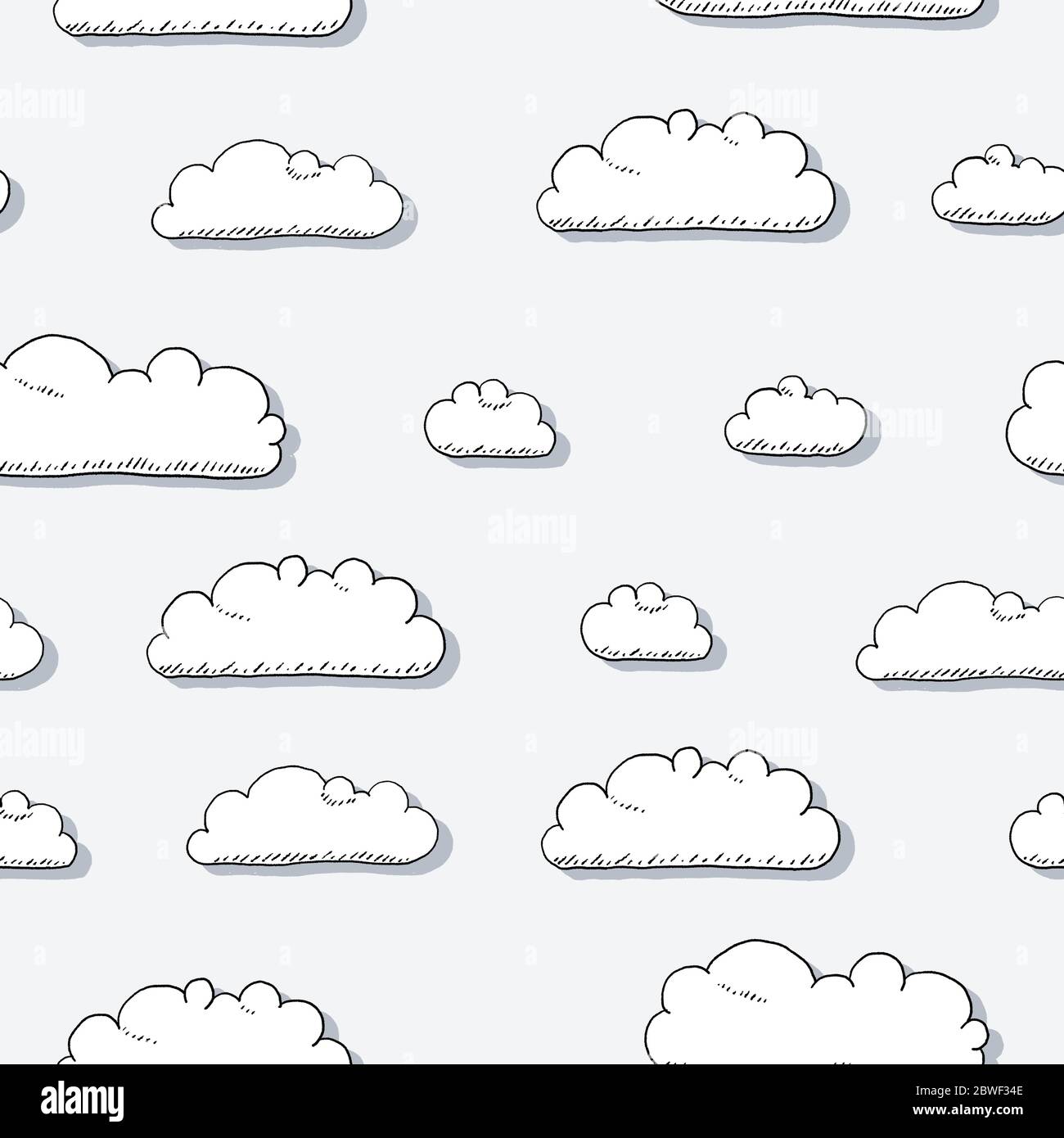 Vector white clouds background. Seamless cloud textile print pattern ...