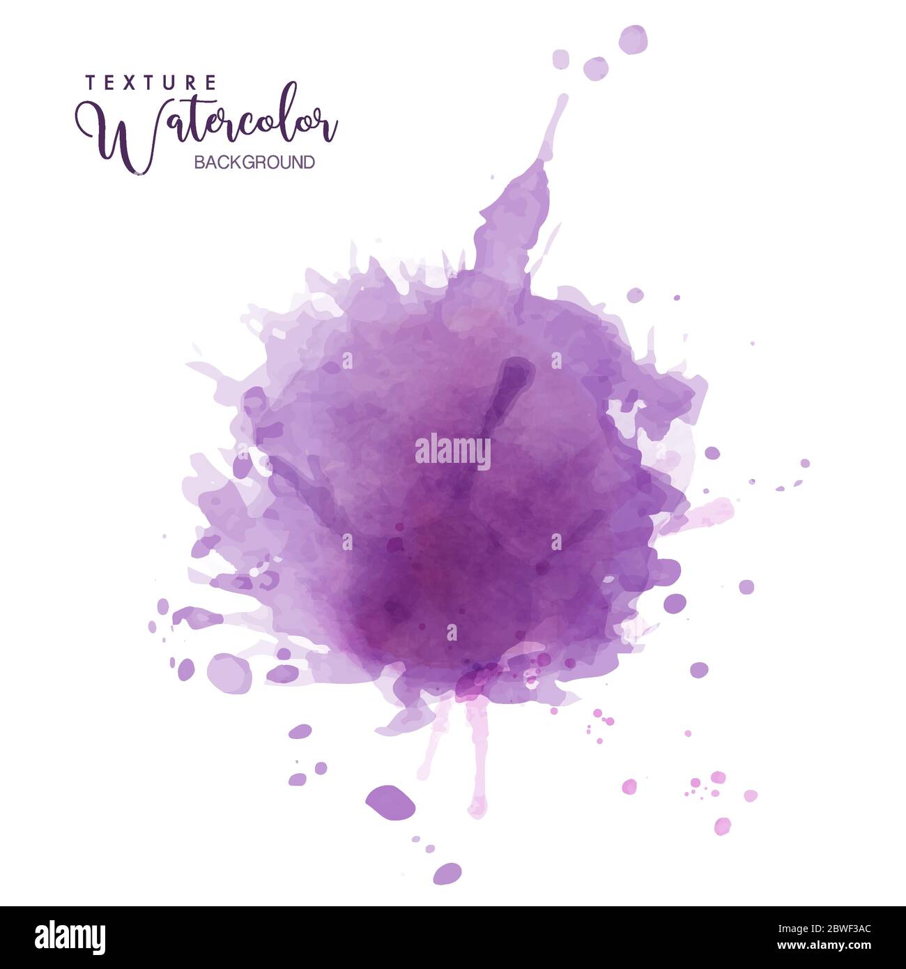 Abstract isolated purple watercolor drops splash. Grunge texture artistic vector used as being an element in the decorative design of invitation, card Stock Vector