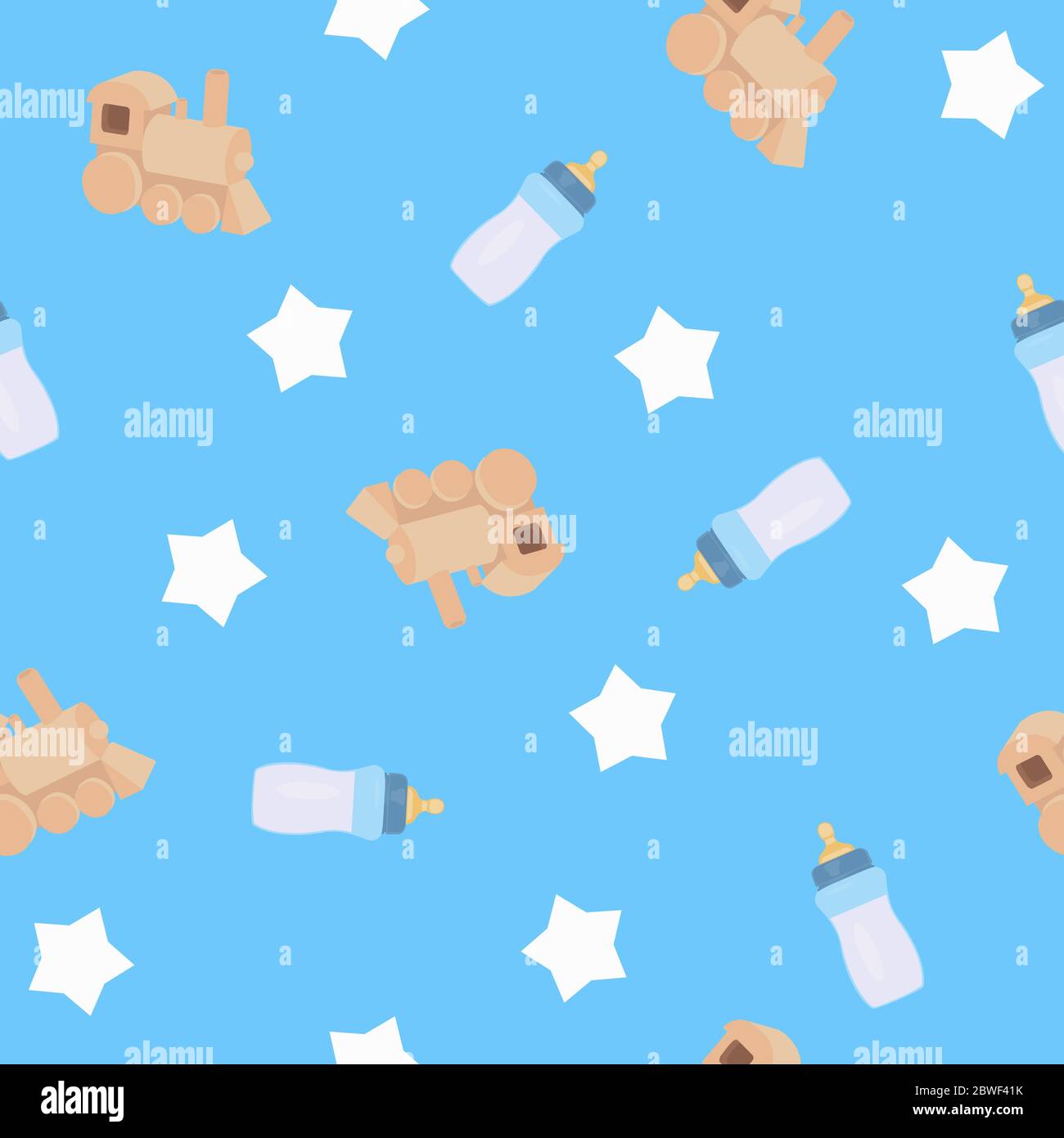 Baby Blue Seamless Pattern Background or Wallpaper, with Feeding ...