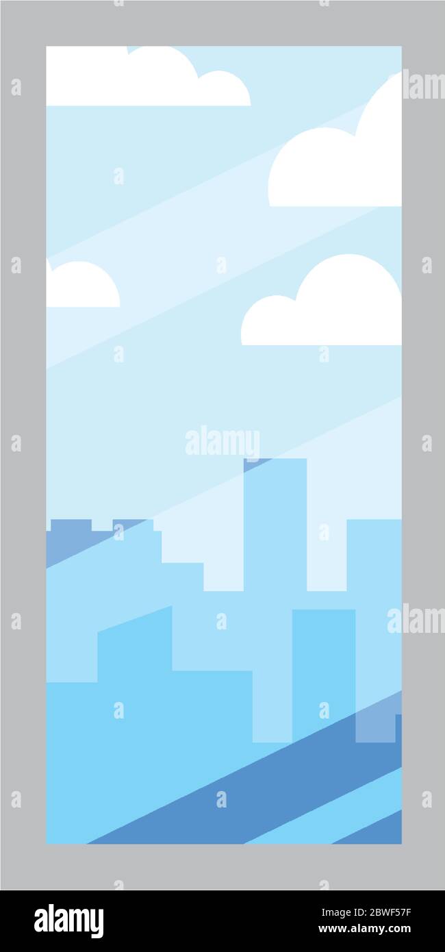 Window. City Vector window with view of city buildings vector design Stock Vector Image ...