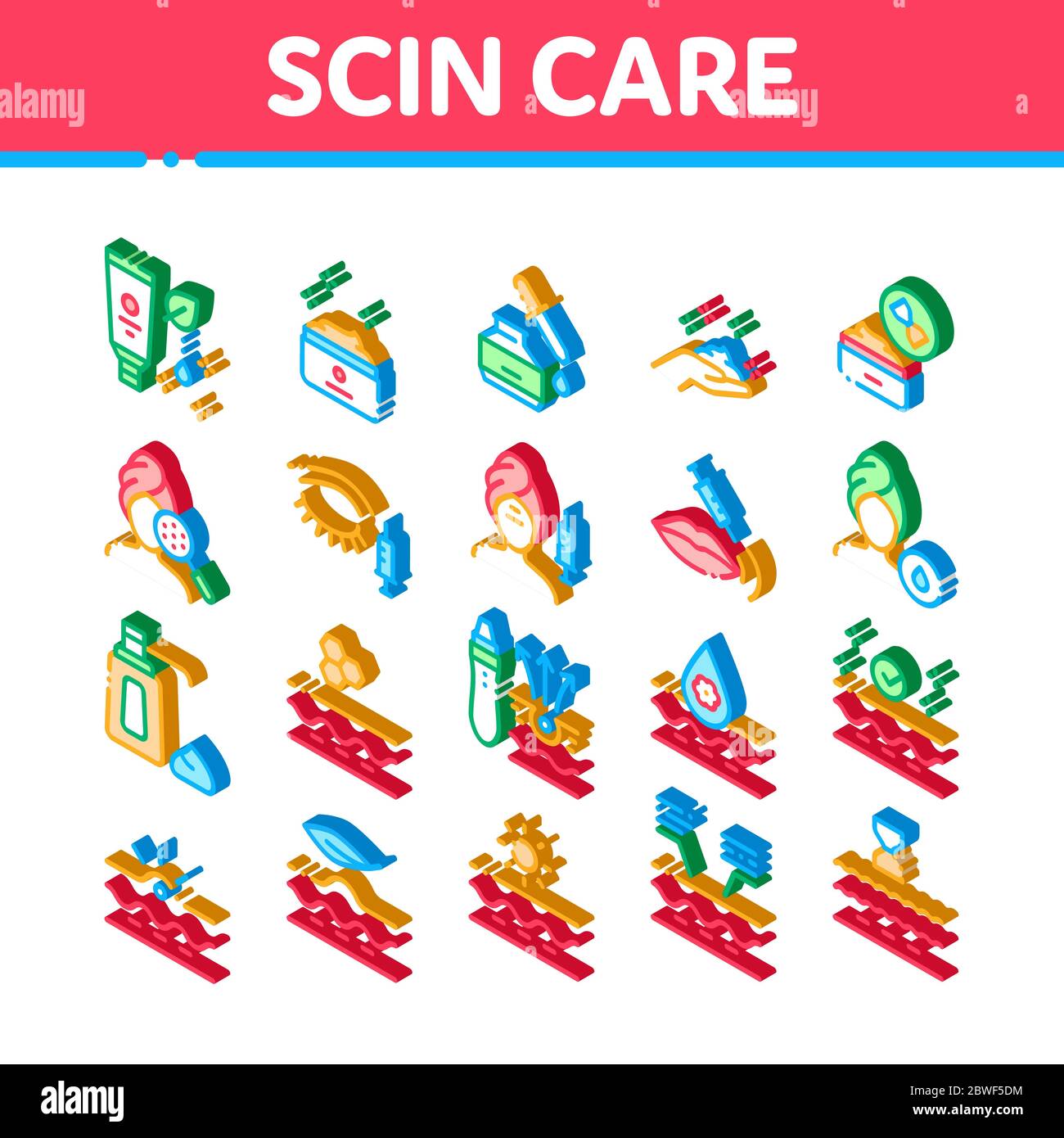 Skin Care Cosmetic Isometric Icons Set Vector Stock Vector Image & Art ...