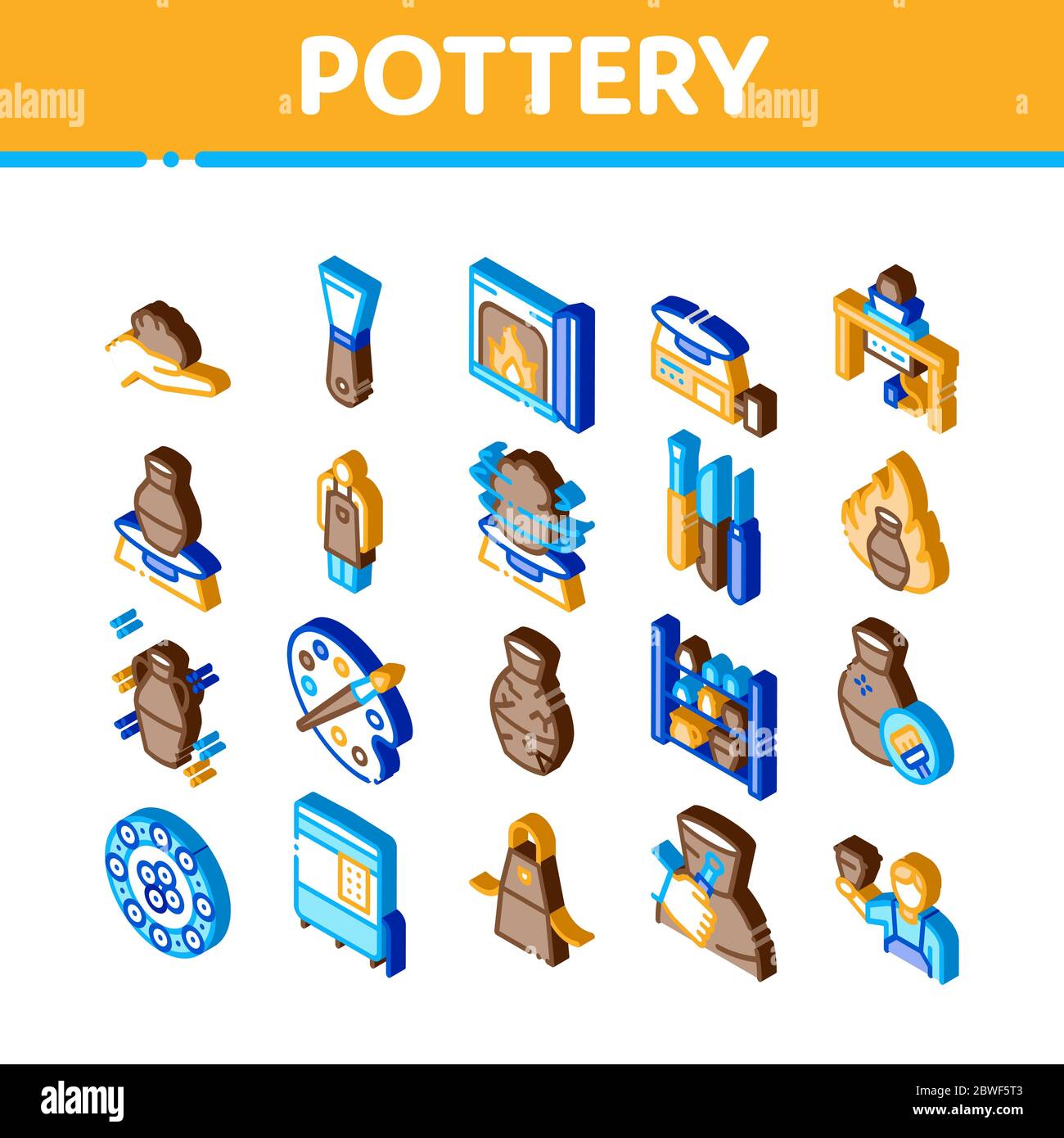 Pottery And Ceramics Isometric Icons Set Vector Stock Vector