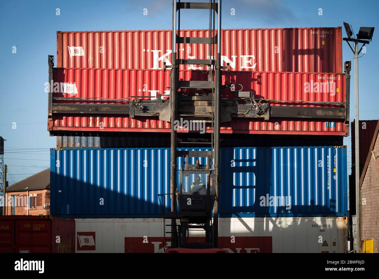 Shipping Container storage and distribution centre in the North East of England Stock Photo