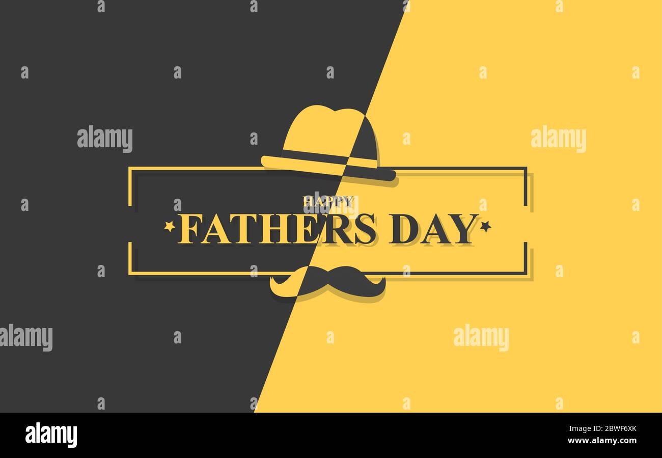 Happy Father’s Day contrast design with mustache, hat. Vector illustration Stock Vector
