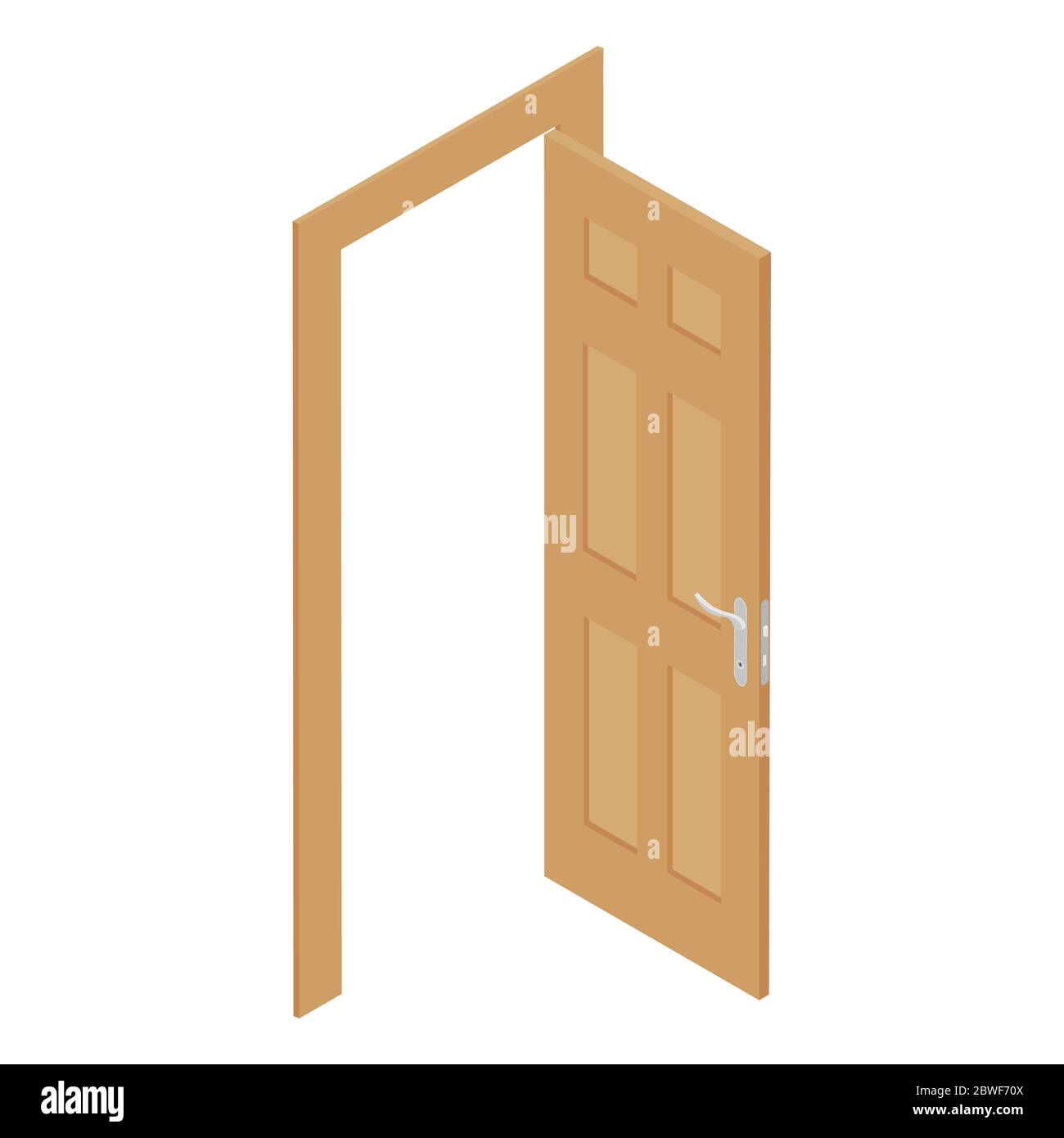 Wooden door isolated on white background. Vector. Isometric view Stock ...