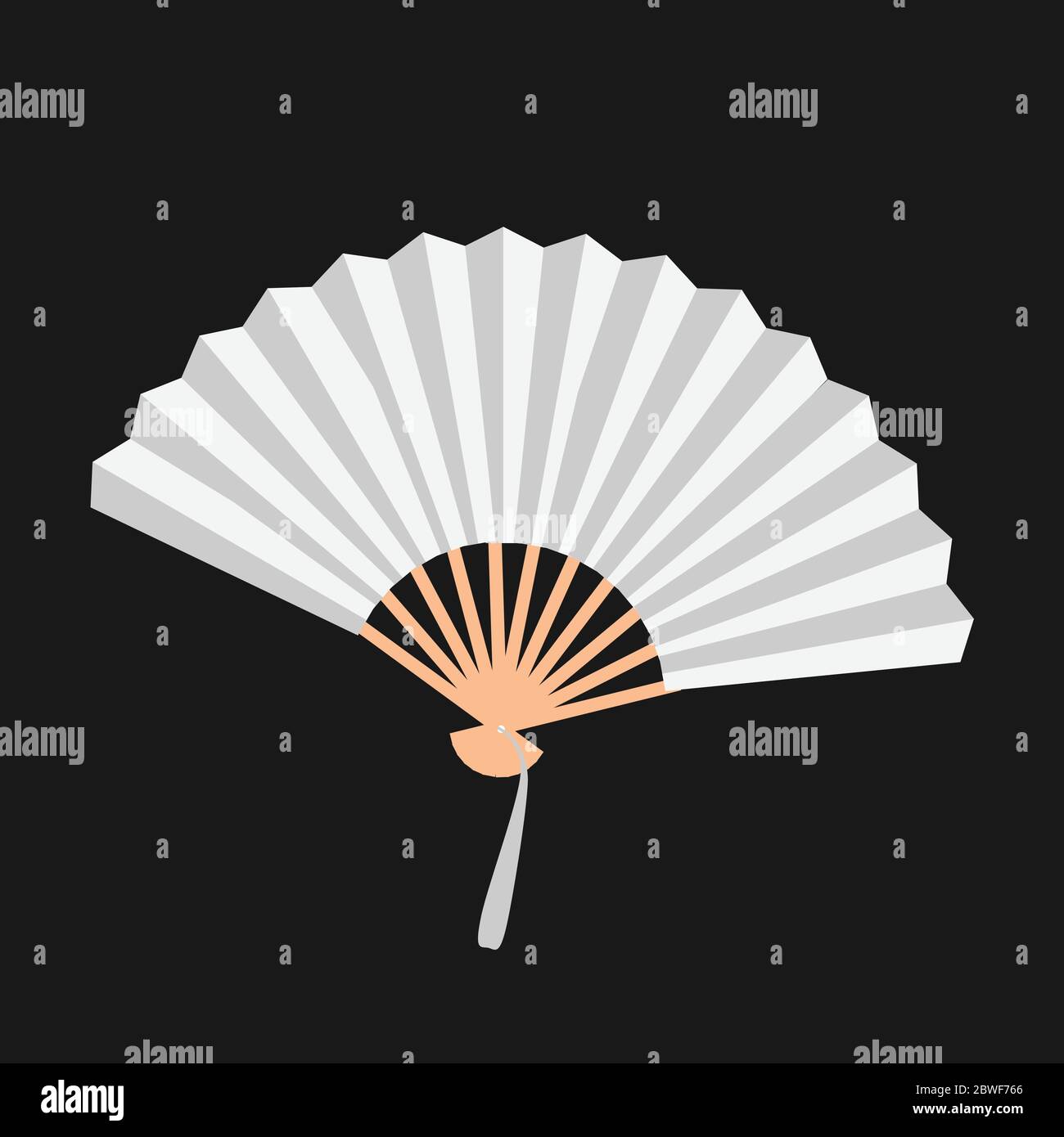 White open fan isolated on background vector. Illustration of fan