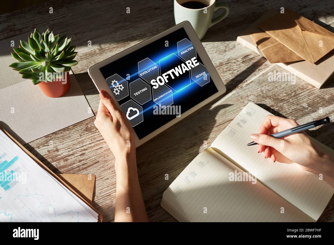 Software development and process automation concept on tablet computer screen Stock Photo